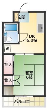コーポシングル(1DK/2階)の間取り写真