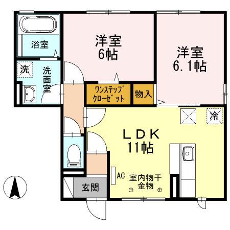 ヴィオーラ旭町(2LDK/1階)の間取り写真