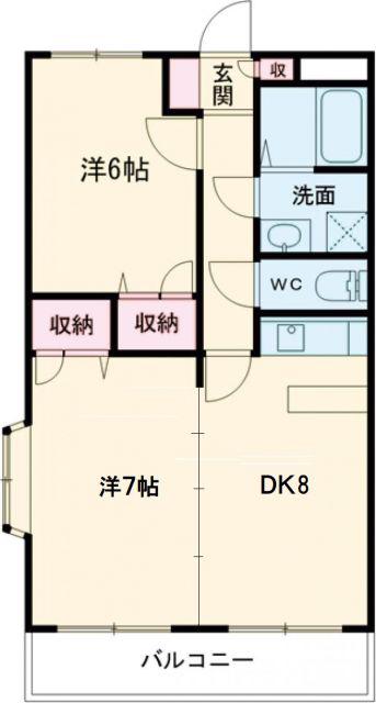 プレミール(2DK/1階)の間取り写真