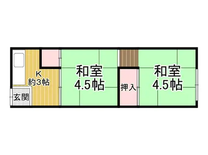 金楽寺山本アパート(2K/2階)の間取り写真