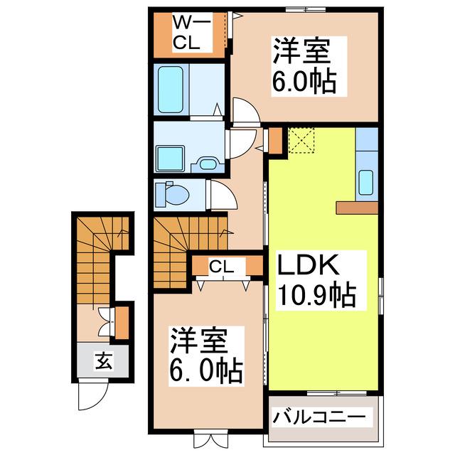 グレイスガーデンI(2LDK/2階)の間取り写真