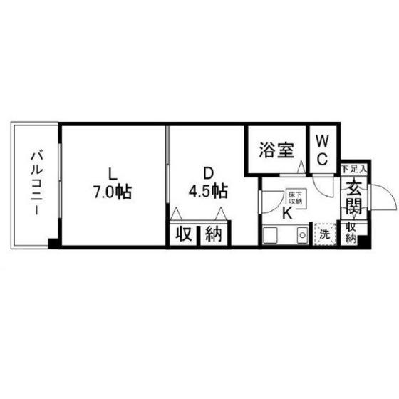 上杉五番館(1DK/3階)の間取り写真