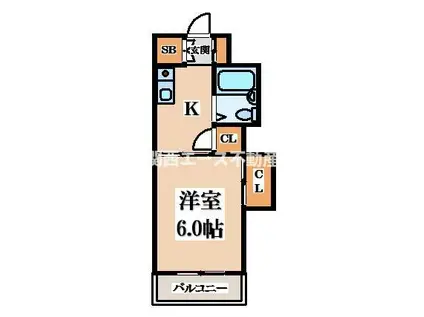 グロースハイツ忍ヶ丘II(1K/3階)の間取り写真