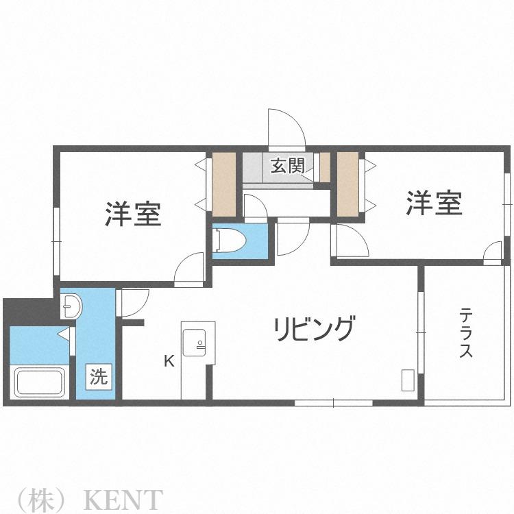 ブランシャール西28丁目(2LDK/1階)の間取り写真