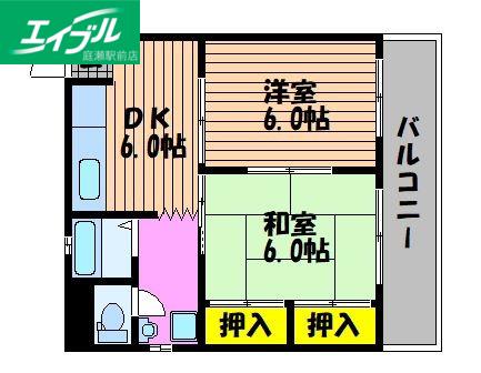 千原コーポ(2DK/1階)の間取り写真