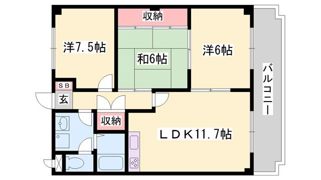 マリッチ今宿(3LDK/3階)の間取り写真