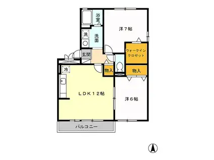 オークビレッジ(2LDK/3階)の間取り写真