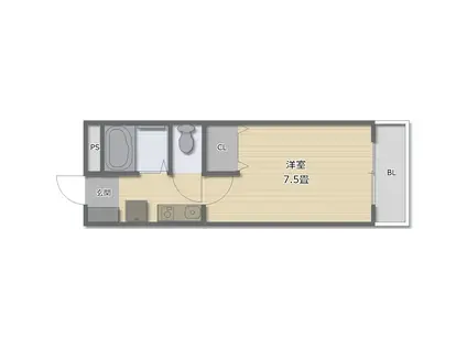 ヴィアベルデ(1K/2階)の間取り写真