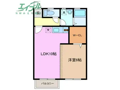 パインヒルズ(1LDK/2階)の間取り写真