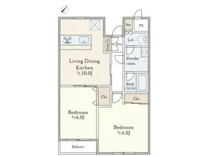 ドゥムール西片(2LDK/3階)の間取り写真