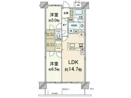 パデシオン西大路御池駅前(2LDK/5階)の間取り写真