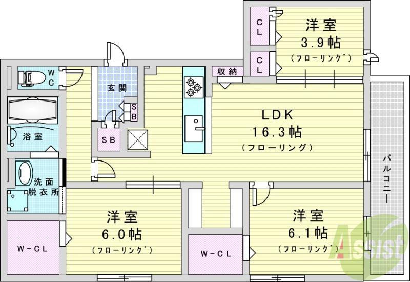 CASA. FILANTE V(3LDK/3階)の間取り写真