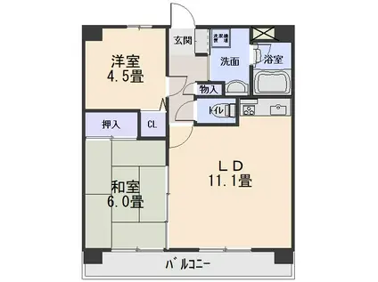 サンロード八乙女(2LDK/2階)の間取り写真