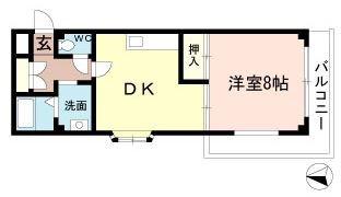 ジュネスタウン戸田(1DK/2階)の間取り写真