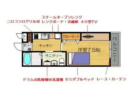 フィオレ(1K/2階)の間取り写真