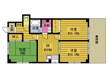 ディアコート宗方(3DK/1階)の間取り写真