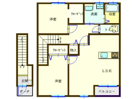 第7セイホウ(2LDK/2階)の間取り写真