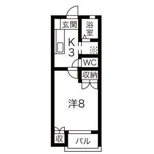 クレアール(1K/1階)の間取り写真