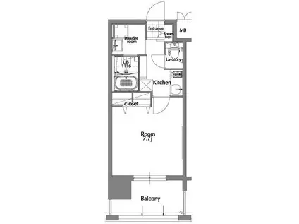 エンクレスト県庁前(1K/8階)の間取り写真