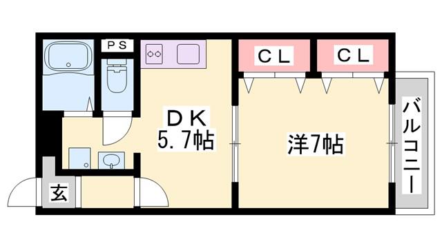 ウエストビラ(1DK/1階)の間取り写真