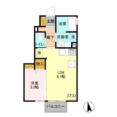 クレストII(1LDK/1階)の間取り写真
