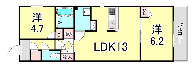 NISHINOMIYA・FRONT(1SLDK/4階)の間取り写真