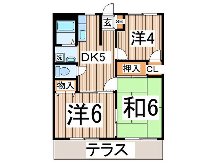 サンヒル富岡(3DK/1階)の間取り写真