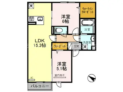 ヴィラアステール(2LDK/2階)の間取り写真