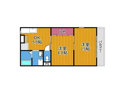 第二セイワコート(2DK/2階)の間取り写真