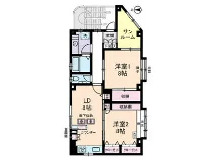 SELECT神楽坂 セレクト神楽坂(2LDK/2階)の間取り写真