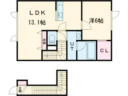 PUMPKIN TOKUDA B(1LDK/2階)の間取り写真
