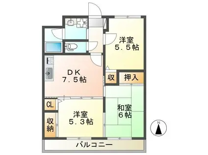 ルミナス大垣駅西(3DK/2階)の間取り写真