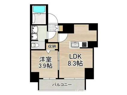 ディアレイシャス名古屋中村公園II(1LDK/3階)の間取り写真