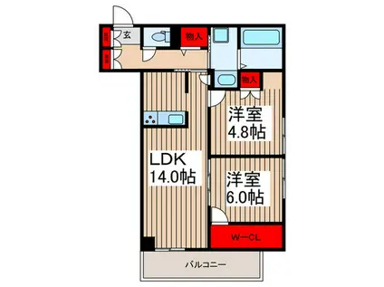 RICOTT URAWA(2LDK/1階)の間取り写真
