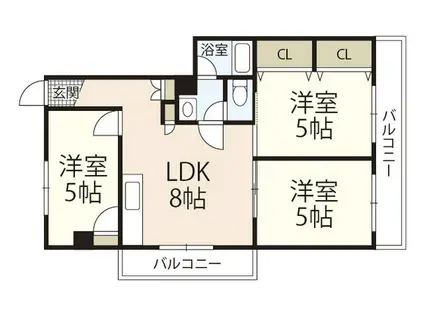 舟入安本ビル(3LDK/5階)の間取り写真