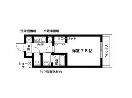 グレースコート御陵(1K/1階)の間取り写真