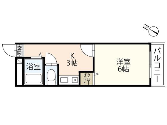 第1パークサイドマンション(1K/2階)の間取り写真