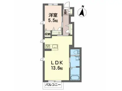 ヴィラ緑生(1LDK/1階)の間取り写真