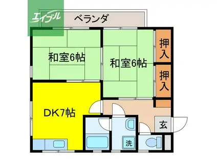 グランドメール清水(2DK/2階)の間取り写真