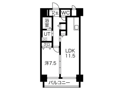 西舞子壱番館(1LDK/5階)の間取り写真