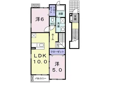エアリーガーデンII(2LDK/2階)の間取り写真