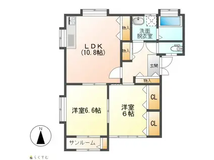 COCO.AVENUE3.4.4(2LDK/2階)の間取り写真