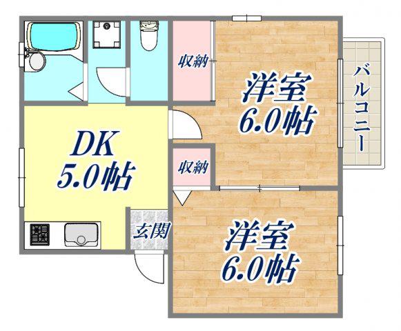 コーポラス武庫(2DK/2階)の間取り写真