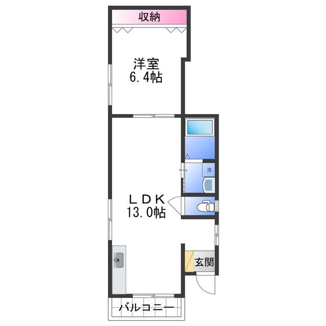 HANAMIZUKI(1LDK/1階)の間取り写真