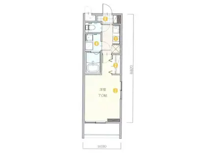 ウィンディレディ(1K/1階)の間取り写真