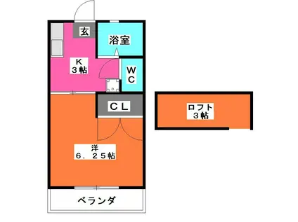 バンローゼ蕨(1K/1階)の間取り写真