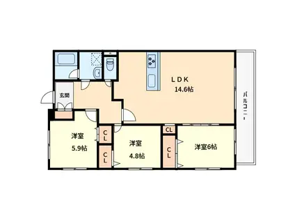 エマーレ南浦和(3LDK/1階)の間取り写真