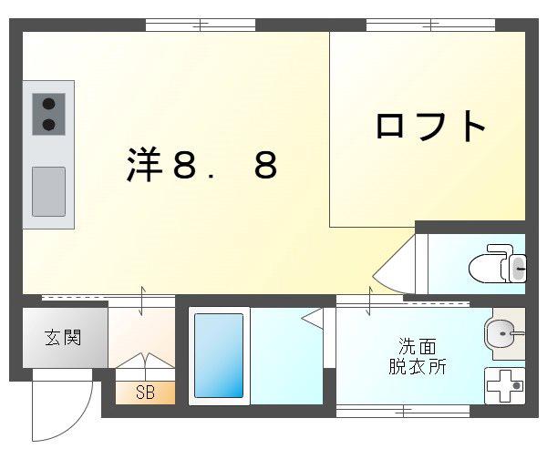 キャルムコート交野(ワンルーム/2階)の間取り写真