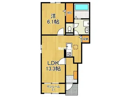クリスタルドミールVI(1LDK/1階)の間取り写真