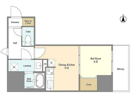 CRATIF上野入谷(1DK/10階)の間取り写真